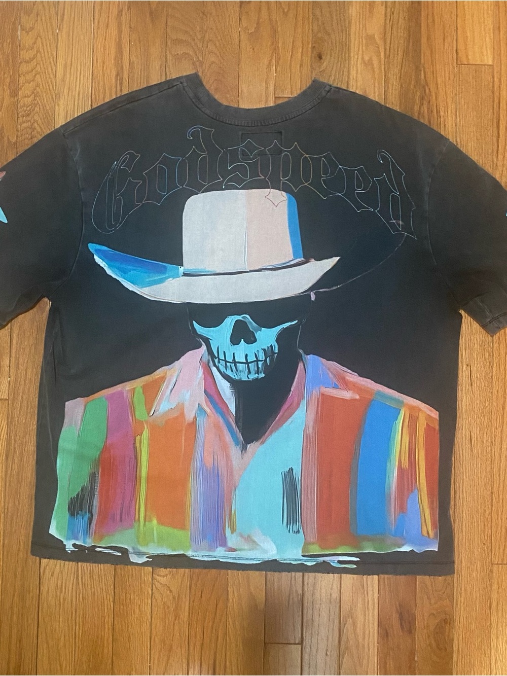 Godspeed Graphic Tee - Front Multicolor Logo, Skull Cowboy on back (Authentic)